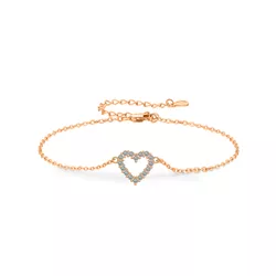 Stříbrný náramek moissanitové SRDCE ROSE 9817