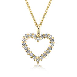 Stříbrný náhrdelník GOLD 0,6ct MOISSANITE SRDCE 9804